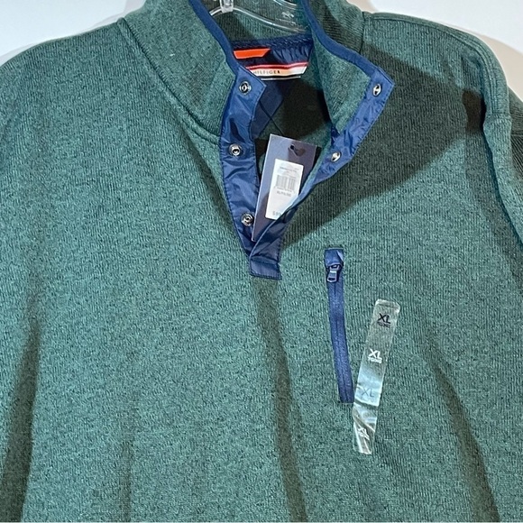 Tommy Hilfiger XL green and blue 1/4 snap sweater New NWT - Picture 3 of 11